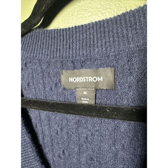 Nordstrom Men’s Alpaca Merino Wool Blend Cable Knit Cardigan Navy L - Picture 2 of 4